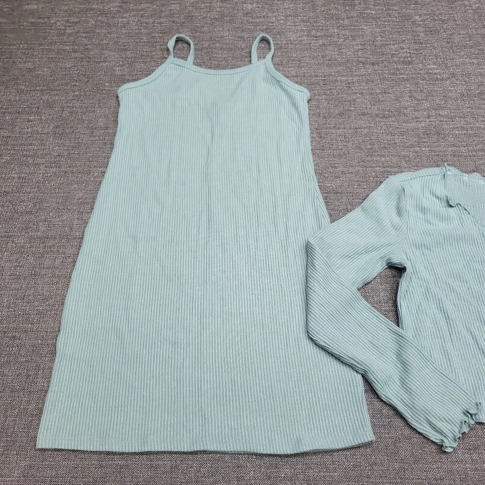 Girls Knit Cardigan with Dress Set - art class Jade Green Size Large 10/12